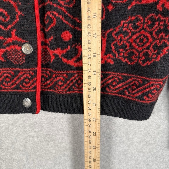 Vintage Pendelton Womens Wool Black Red Nordic Button Cardigan Sweater Sz Small - Picture 8 of 8